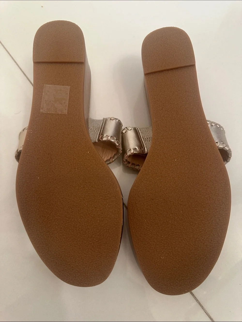 Jack Rogers Metallic Gold Wedge Sandals with Braided Medallion